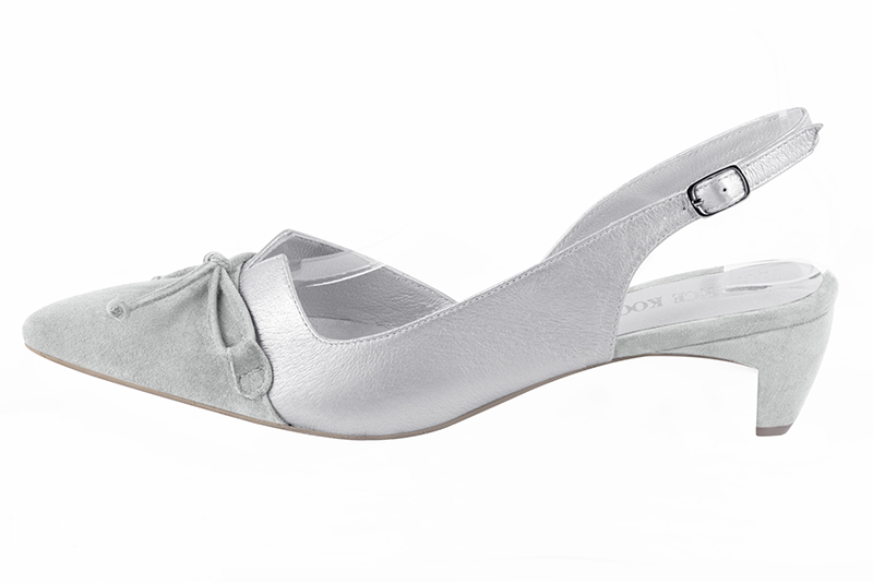 Chaussure femme brides gris perle et argent platine Bout